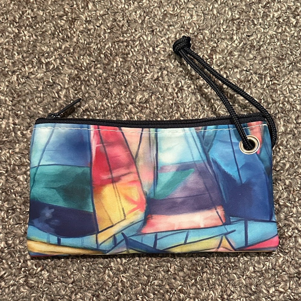 NWT Brand new, never used Sea Bags of Maine Sailboats Multicolor Wristlet.